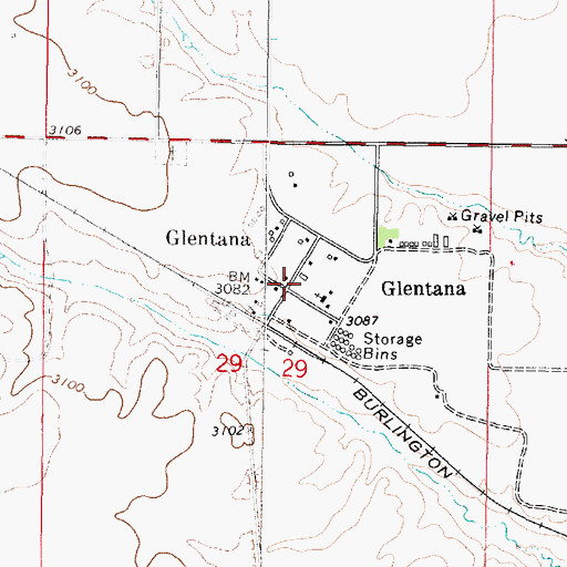 Topographic Map of Glentana Post Office (historical), MT