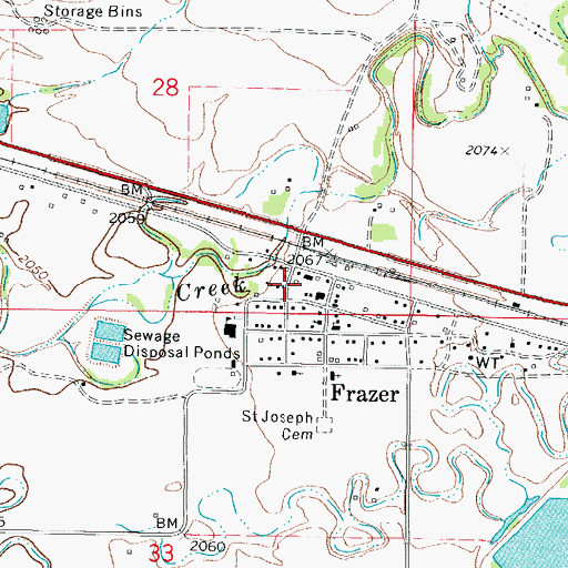 Topographic Map of Frazer Post Office, MT
