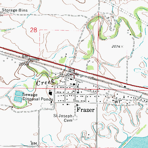 Topographic Map of Frazer, MT