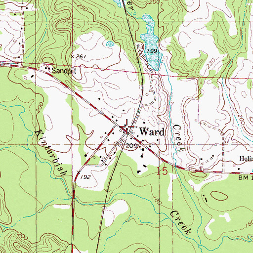 Topographic Map of Ward Post Office, AL