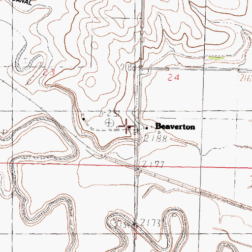 Topographic Map of Beaverton Post Office (historical), MT