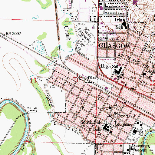 Topographic Map of Valco Agri Services Incorporated Elevator, MT