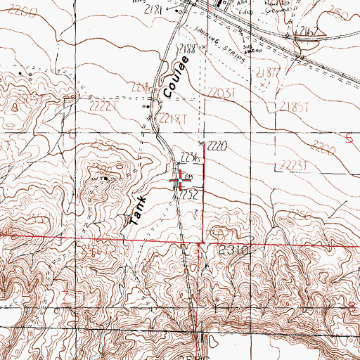Topographic Map of Hillview Cemetery, MT