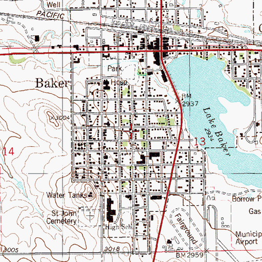 Topographic Map of First Baptist Church, MT