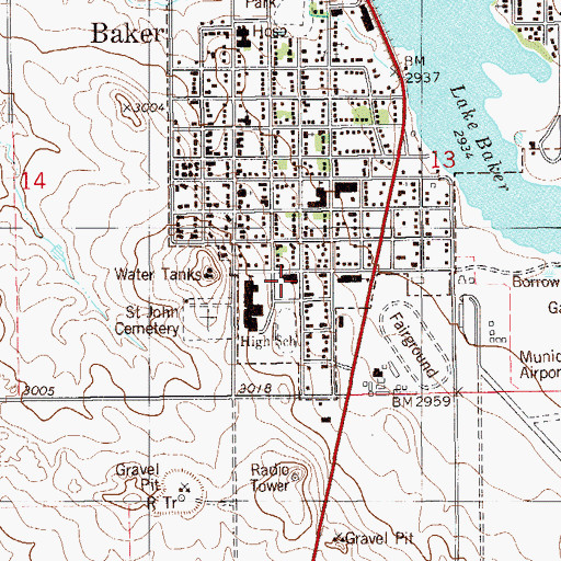 Topographic Map of Saint Johns Catholic Church, MT