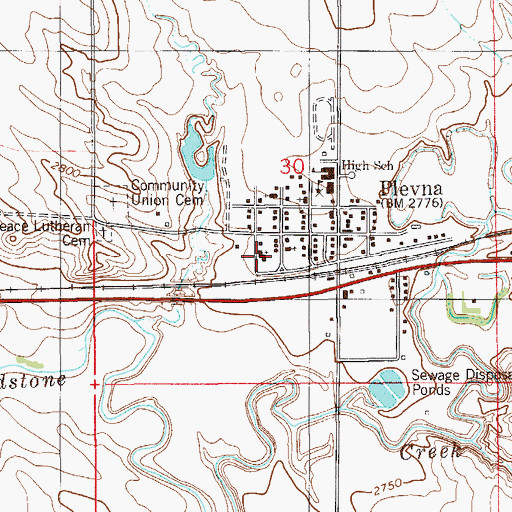 Topographic Map of Emanuel Evangelical Free Church, MT