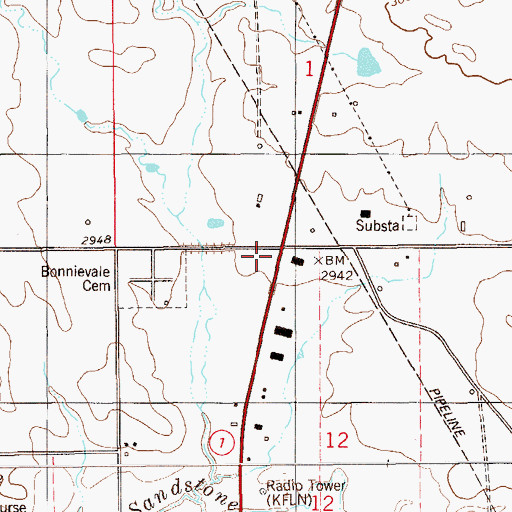 Topographic Map of Wagon Road Historical Marker, MT