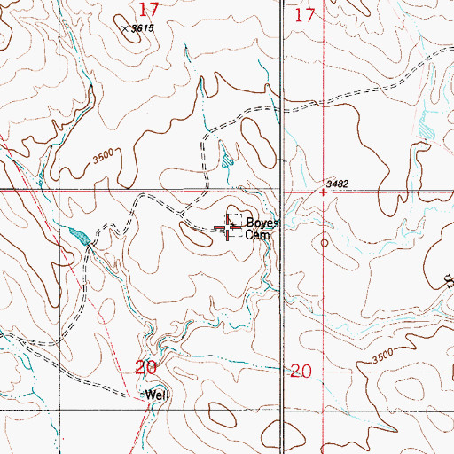 Topographic Map of Boyes Cemetery, MT