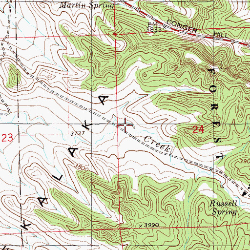 Topographic Map of Russell Cemetery, MT