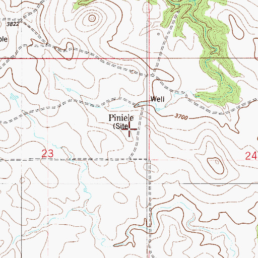 Topographic Map of Piniele Post Office (historical), MT
