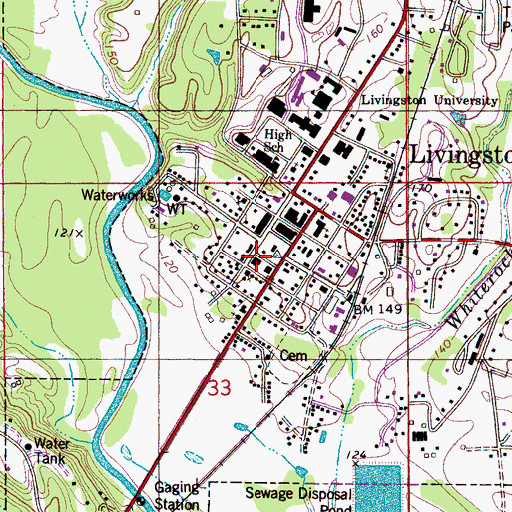 Topographic Map of Livingston Post Office, AL
