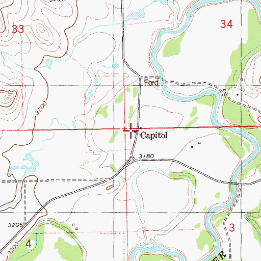 Topographic Map of Capitol Post Office (historical), MT