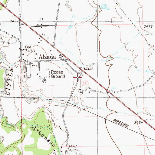 Topographic Map of Alzada Post Office, MT
