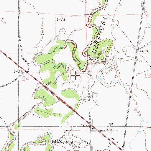Topographic Map of Alzada Cemetery, MT