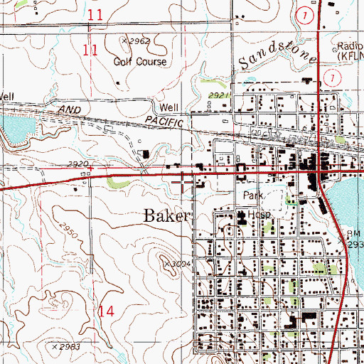 Topographic Map of Baker Rural Fire District, MT