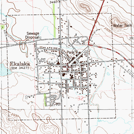 Topographic Map of Ekalaka Public Library, MT