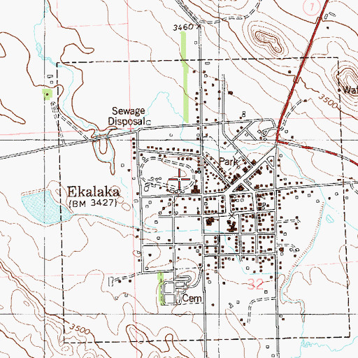 Topographic Map of Carter County High School, MT