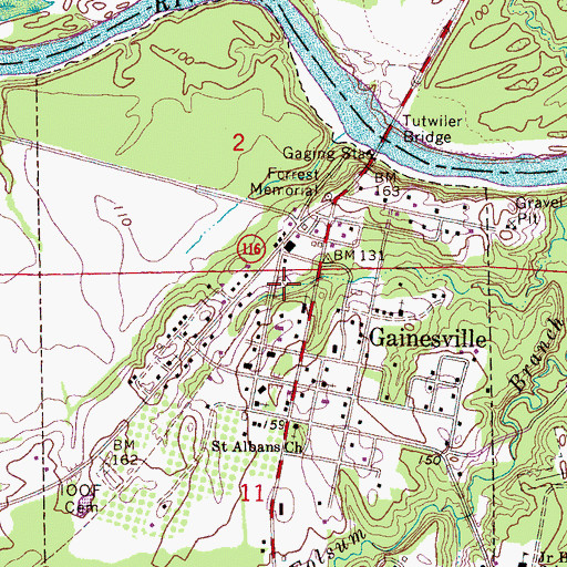 Topographic Map of Gainesville Post Office, AL