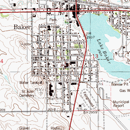 Topographic Map of Longfellow School, MT