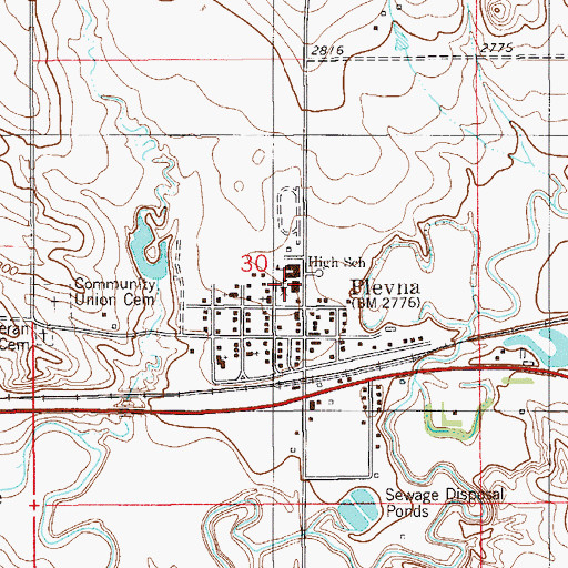 Topographic Map of Plevna School, MT
