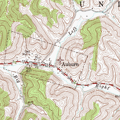 Topographic Map of Auburn Cemetery, WV