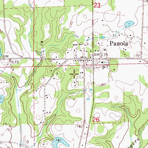 Topographic Map of Panola Post Office, AL