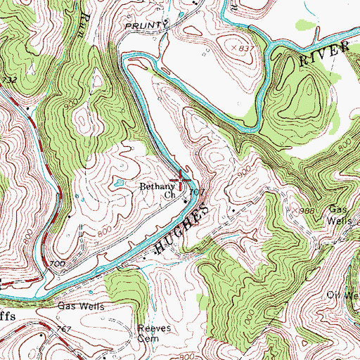 Topographic Map of Betheny Churchyard, WV