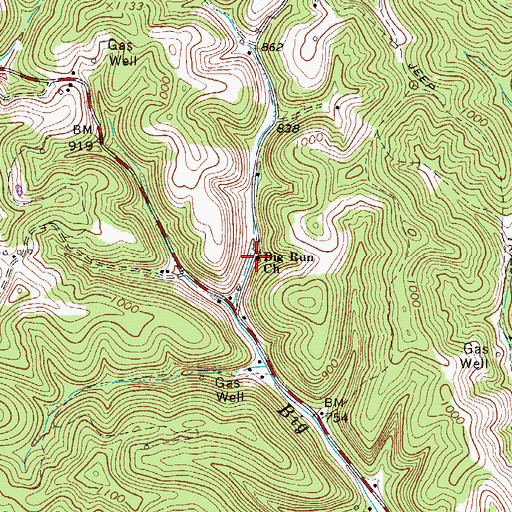 Topographic Map of Big Run School (historical), WV