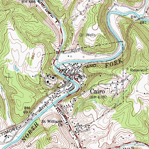 Topographic Map of Cairo Post Office, WV