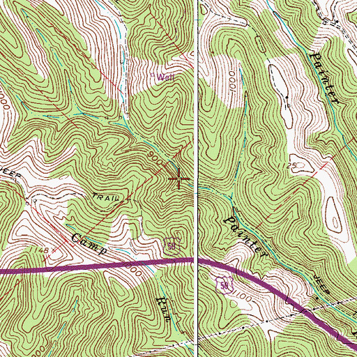 Topographic Map of Camp Run School (historical), WV