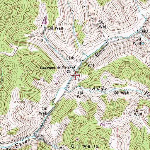Topographic Map of Chevaux De Frise, WV