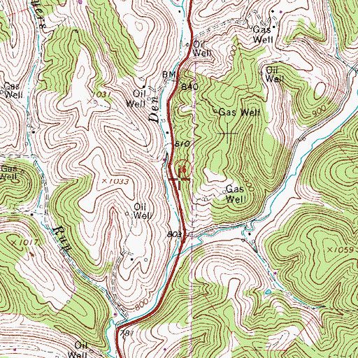 Topographic Map of Den Run School (historical), WV