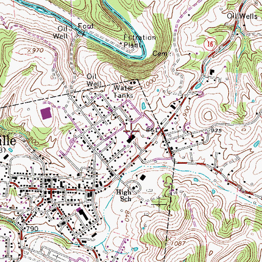 Topographic Map of Harrisville Elementary School, WV