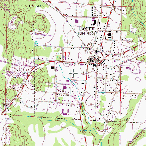 Topographic Map of Berry Post Office, AL
