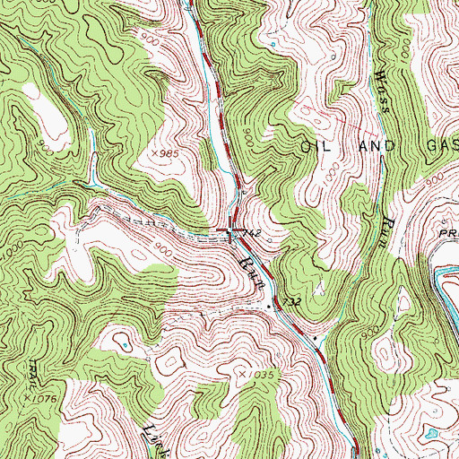 Topographic Map of Long Run, WV