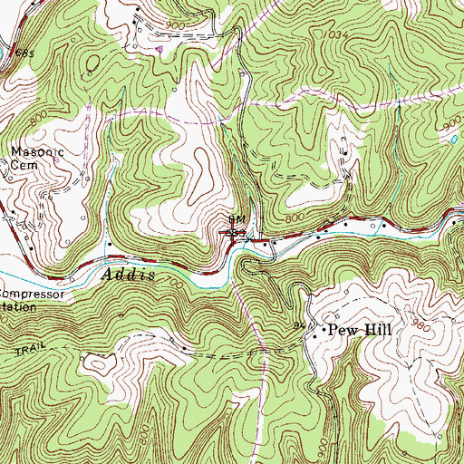 Topographic Map of Lower Addis Run School (historical), WV