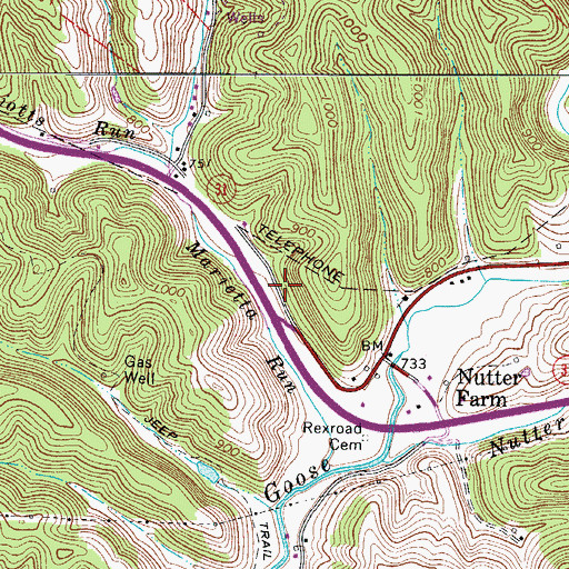 Topographic Map of Nutter Farm School (historical), WV