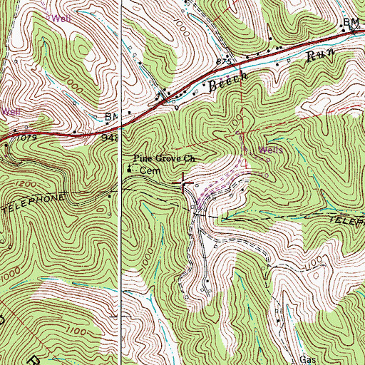 Topographic Map of Pine Grove School (historical), WV
