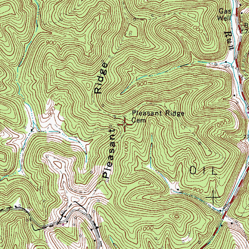 Topographic Map of Pleasant Ridge School (historical), WV