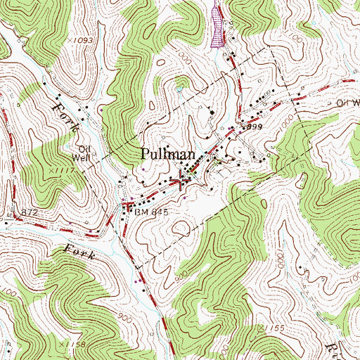 Topographic Map of Pullman Post Office, WV
