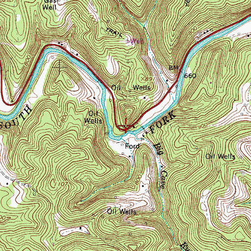 Topographic Map of Red Ben School (historical), WV