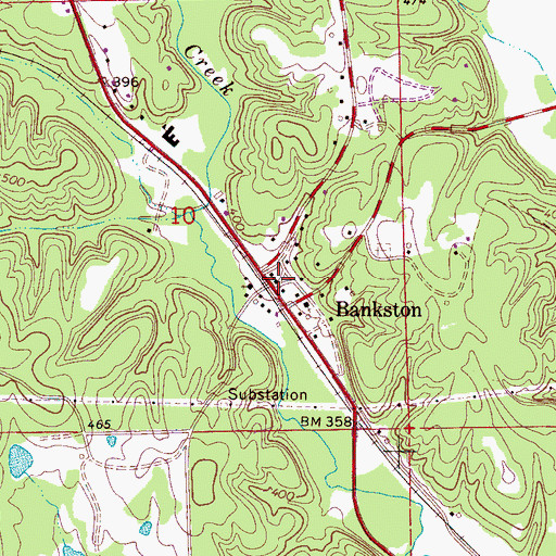 Topographic Map of Bankston Post Office, AL