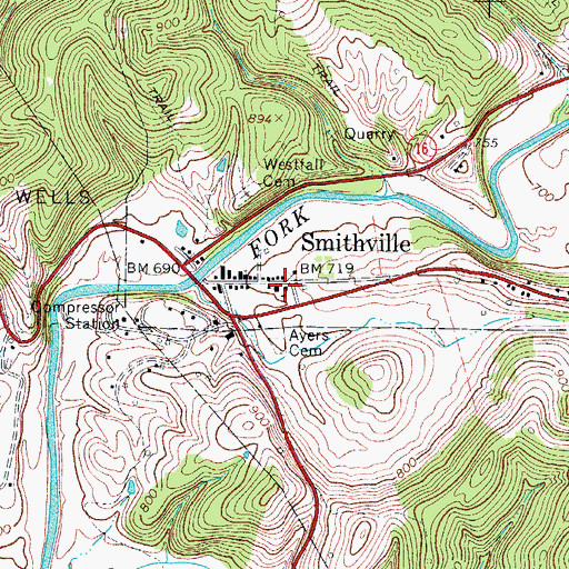 Topographic Map of Smithville Elementary School, WV