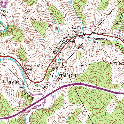 Topographic Map of Toll Gate Post Office, WV
