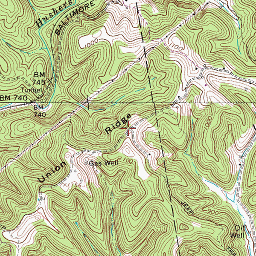 Topographic Map of Union Ridge School (historical), WV
