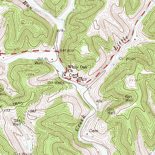 Topographic Map of White Oak, WV
