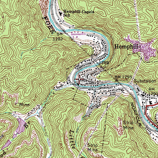 Topographic Map of Church of God, WV