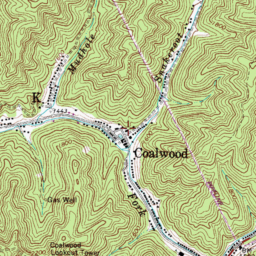 Topographic Map of Coalwood Community Church, WV