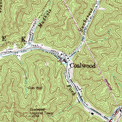 Topographic Map of Coalwood Post Office, WV