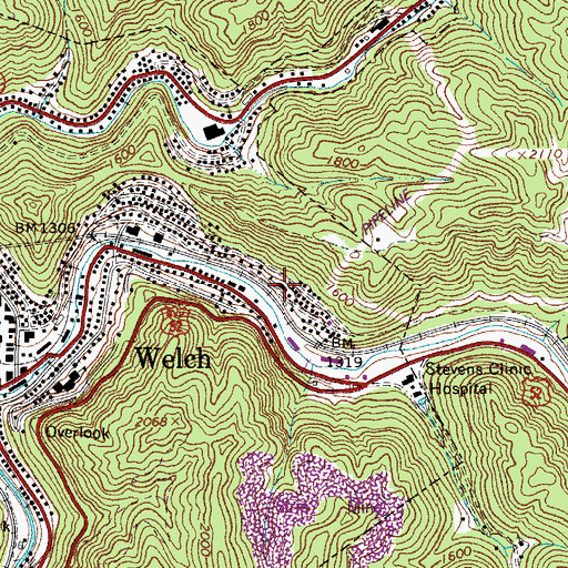 Topographic Map of Dunbar High School (historical), WV
